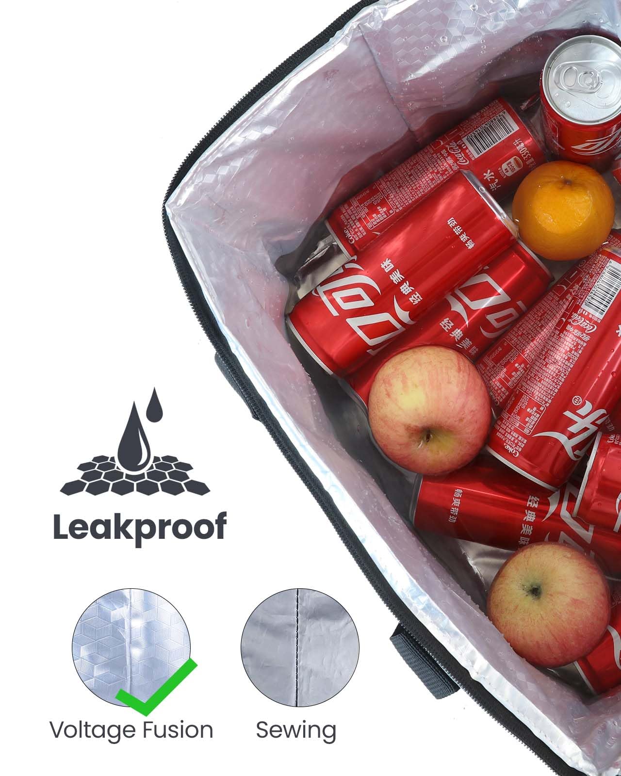 Kollea Black Cool Bag - 30 Litre Cool box -Insulated Cooler Bag Lunch Bag Keep Warm and Cold, Leak-Proof, With Carriying Straps, Multiple Pockets - Ideal for Travel, Camping, Picnics, BBQ