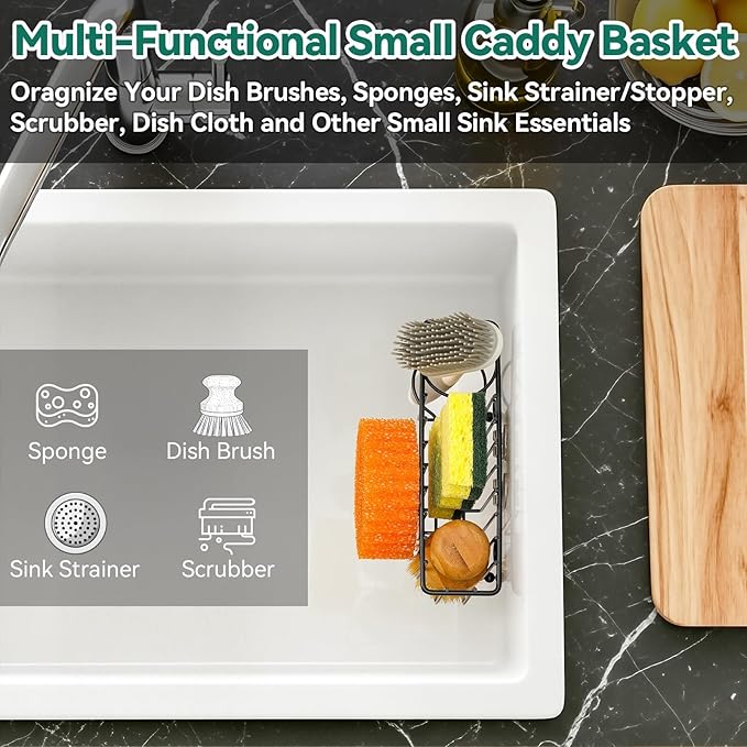 3-IN-1 Multiuse Sponge Holder for Kitchen Sink, Sponge Caddy for Scrub