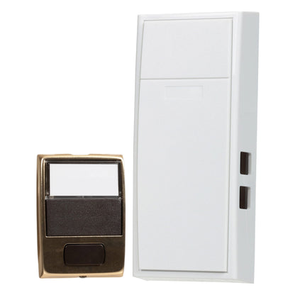Newhouse Hardware MCHBV Wireless Mechanical Two-Note Chime and Door Button with Built-in Viewer, One Size, White/Brass