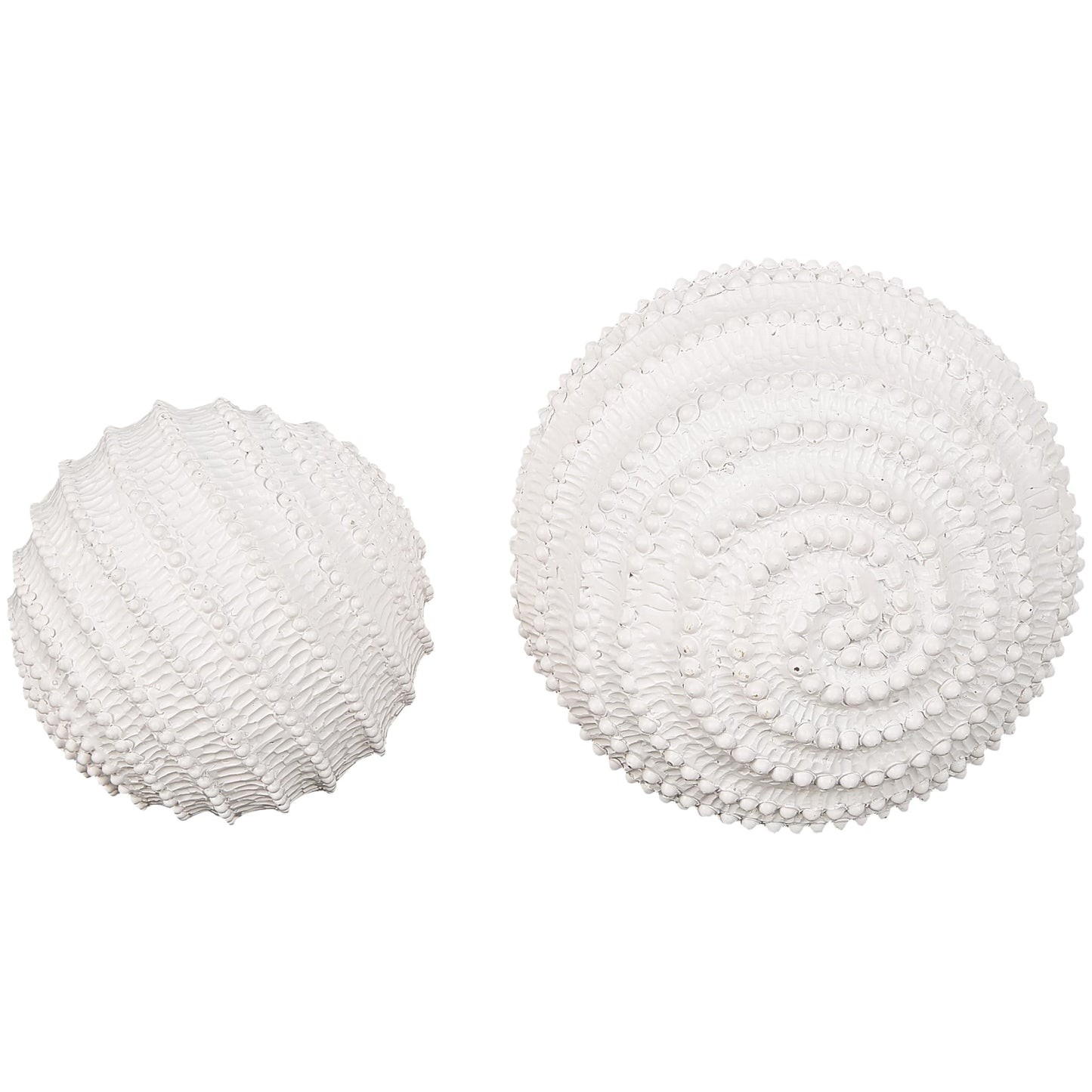 Deco 79 Resin Coral Decorative Sculpture Textured Home Decor Statues with Dimensional Ball Details, Set of 2 Accent Figurines 6", 5" H, Cream