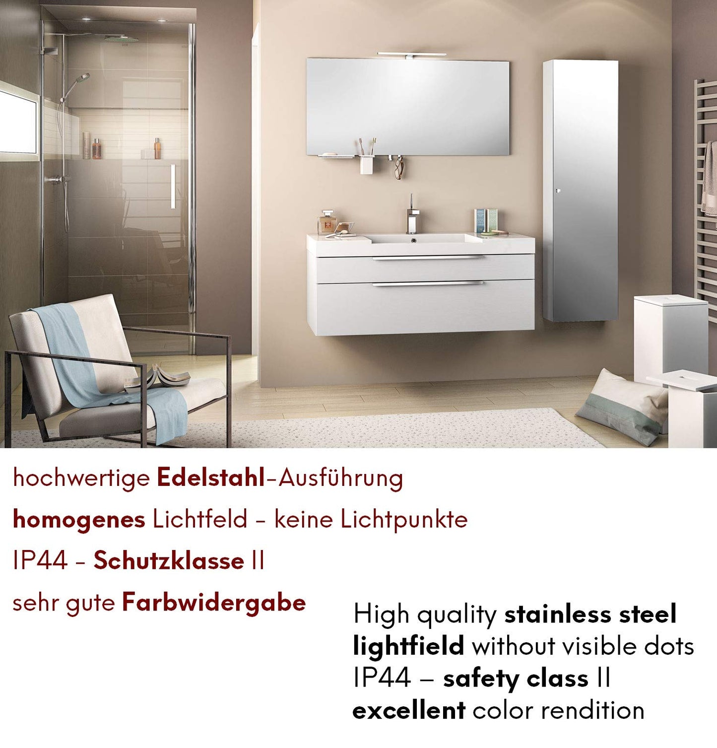 LED Bathroom Light Bathroom lamp Mirror lamp Mirror Light 230V Warm White Neutral White 300mm, Light Colour: Warm White