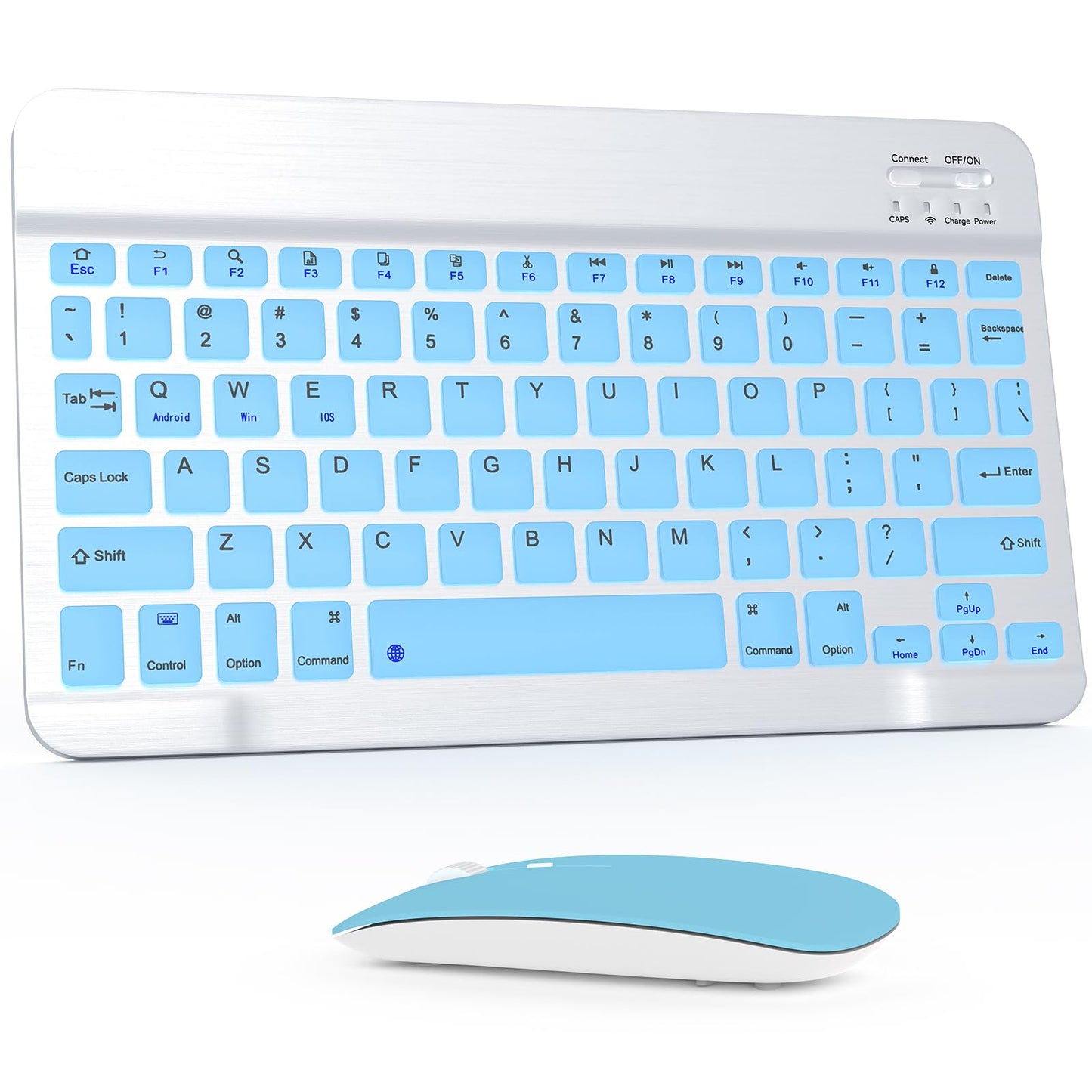 Rechargeable Bluetooth Keyboard and Mouse Combo, Universal Ultra-Slim Wireless Keyboard Mouse Set for Android Windows iPad iPhone Samsung Tablet Portable Compact Keyboard Set (Black)
