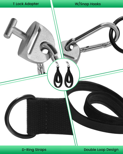 Pilates Loops Fit for Tonal & Reformer Machine, Double Loop Soft Lined Pilates Straps with T Lock Adapter, W/Snap Hooks, D-Ring Straps