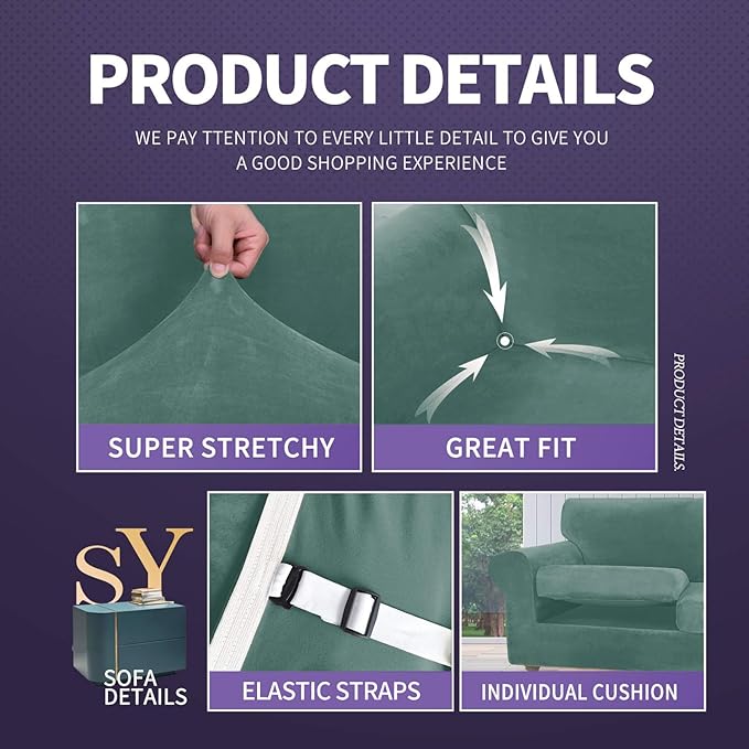 ZNSAYOTX Luxury Velvet Chair Slipcovers