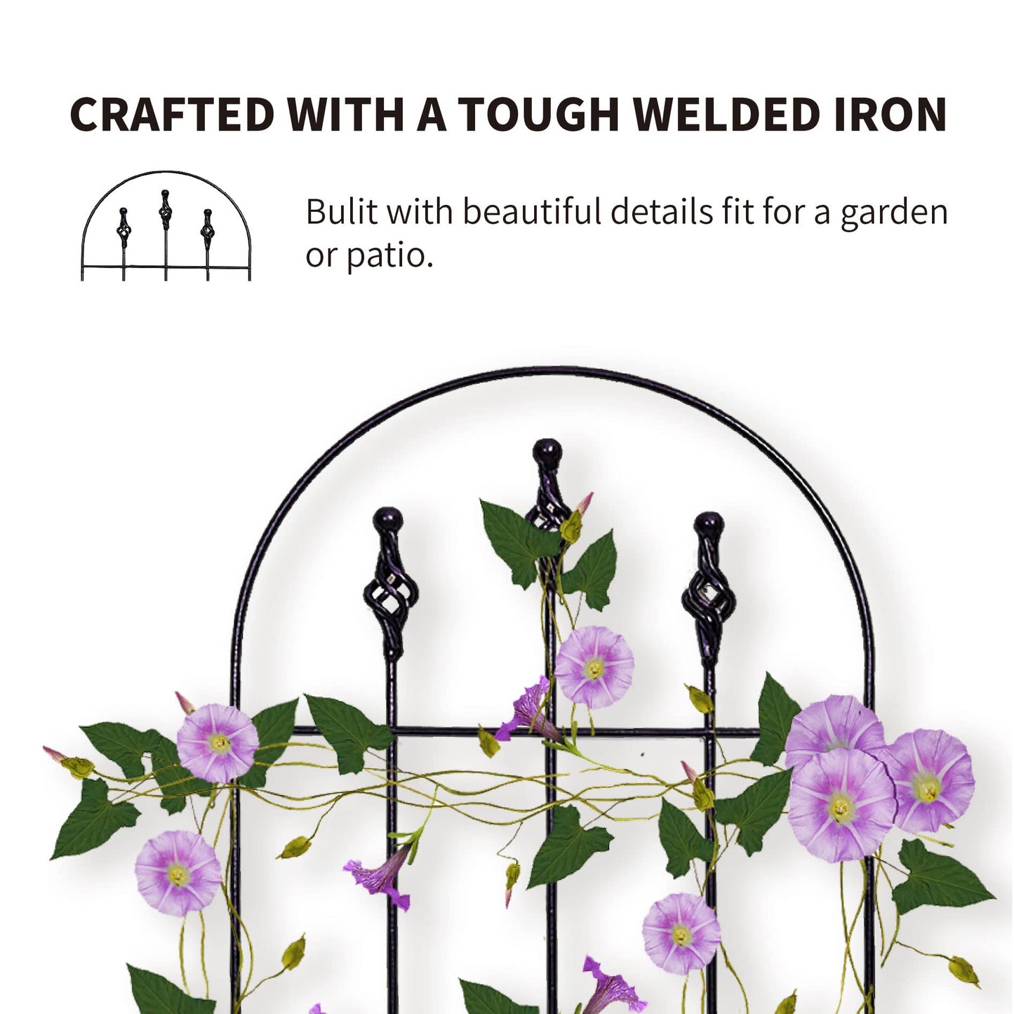 SCENDOR 48" H x16 W Trellis,Black Garden Metal Vine Sturdy Trellises for Outdoor Climbing Plants Support Structures B (121cm) 2Pack