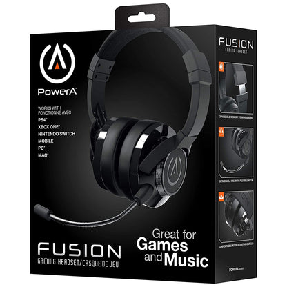 PowerA Fusion Wired Stereo Gaming Headset with Mic for PlayStation 4, Xbox One, X, Xbox One S, Xbox 360, Nintendo Switch, PC, Mac, VR, Android, and iOS - Black - Not Machine Specific