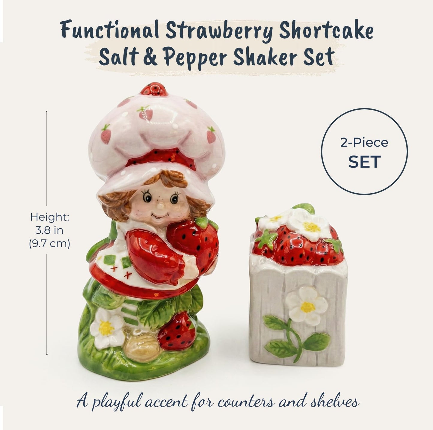 Blue Sky Clayworks Strawberry Shortcake Growing Love Salt And Pepper Shaker, 3.5"L x 1.8"W x 3.8"H