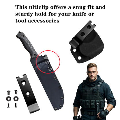 FJYXCHENXM 2 Set Knife Sheath Belt Clip Reliable 420 Stainless Steel Kydex Belt Clip with Screws for Kydex Sheath, Black