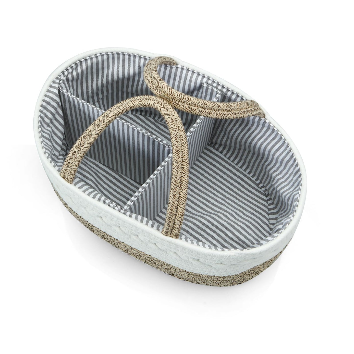 PandaEar Baby Diaper Caddy Organizer, Portable Nursery Storage Basket Cotton Rope Diaper Caddy for Baby Shower Gifts Newborn Infants -Brown