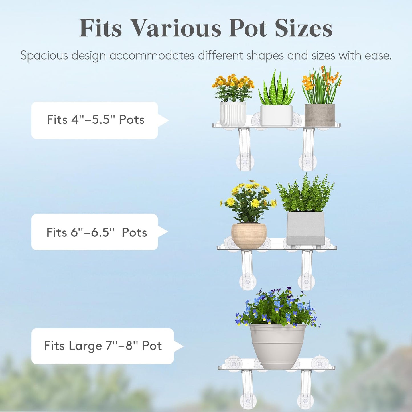 Lifewit 6" Extra Wide & Strong Window Plant Floating Shelves 2 Pack, Heavy Duty Acrylic Suction Cup Shelf, Sill Extender for Succulent Plants, Seed Starter Pots, Herb Planters 38 x 15 cm/15.2x6