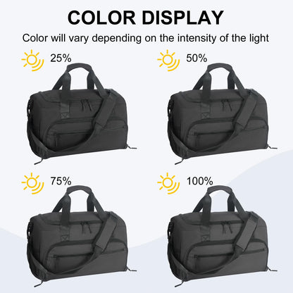 Gym Bag for Men Women, Sports Duffle Bags with Wet Pocket & Shoes Compartment, Water Resistant Overnight Duffel Bag - Light Black