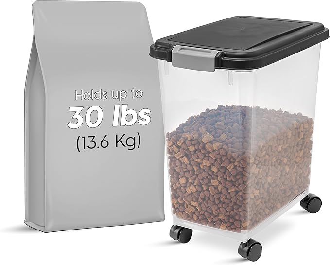 IRIS USA Airtight Dog Food Storage Container, Attachable Wheels,