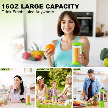 COKUNST 18oz Portable Blender, USB Rechargeable Personal Size Blenders, Smoothie Blender with 6 Blades for Protein & Shakes, Mini juicer with Extra Handle Lid for Travel Sports Outgoing