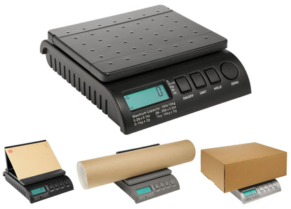 ABCON POSTSHIP Digital 40kg 88lb 22x18cm Platform Letter Postal Postage Parcel Shipping Weighing Scales with Auto Hold & Auto Off - 0-5kg/5g 5-40kg/10g Black - WORLDS MOST ADVANCED SCALE - NEW VERSION