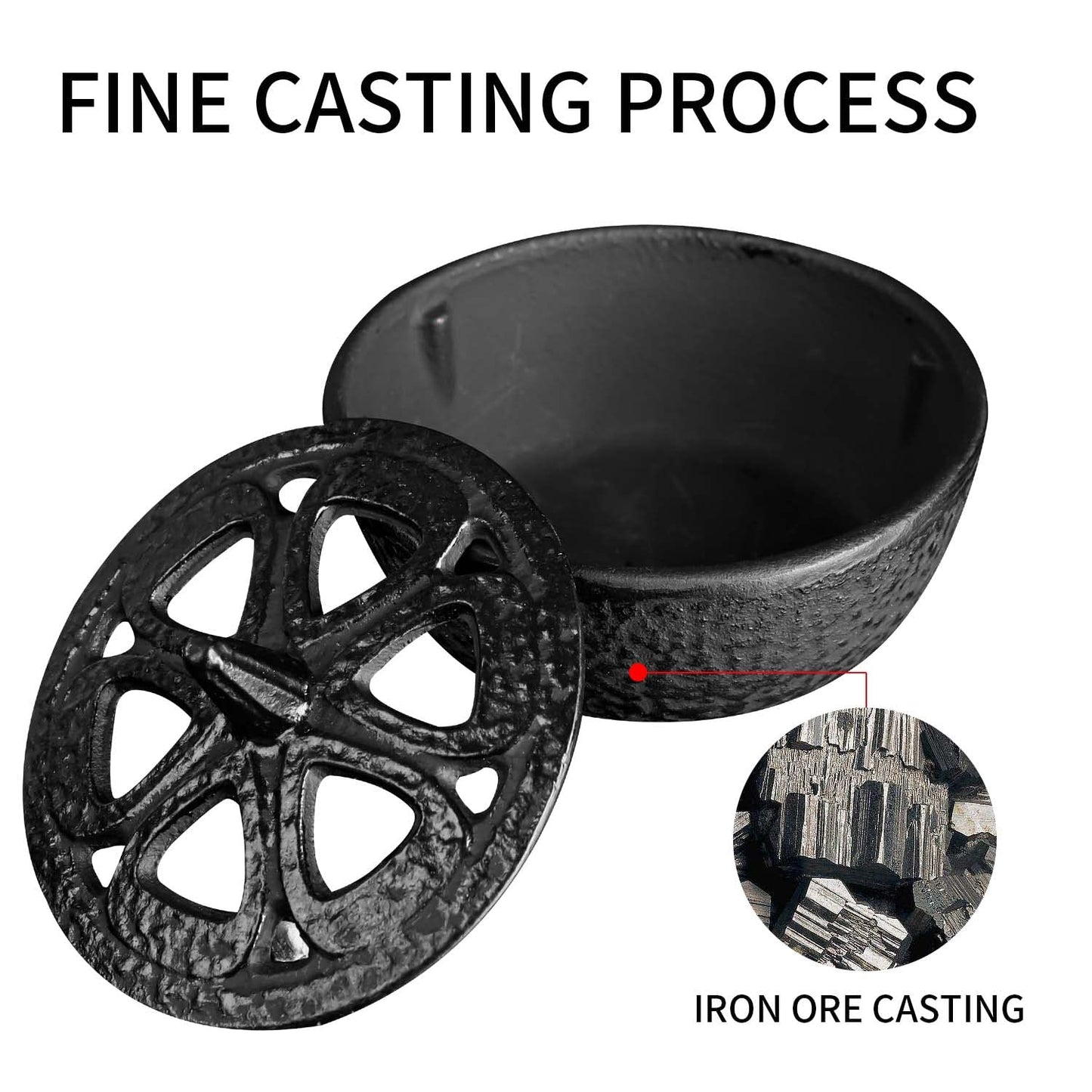 Cast Iron Incense Burner - 4 in 1Incense Holder Burner Set, Three-Legged Incense Ash Catcher with Lid for Rituals, Decoration, Etc