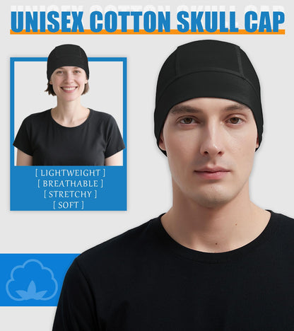 Hovyjumz 3 Pieces Cotton Skull Caps for Men Women Beanie Chemo Headwear Riding Helmet Liner Running Sleeping Hats