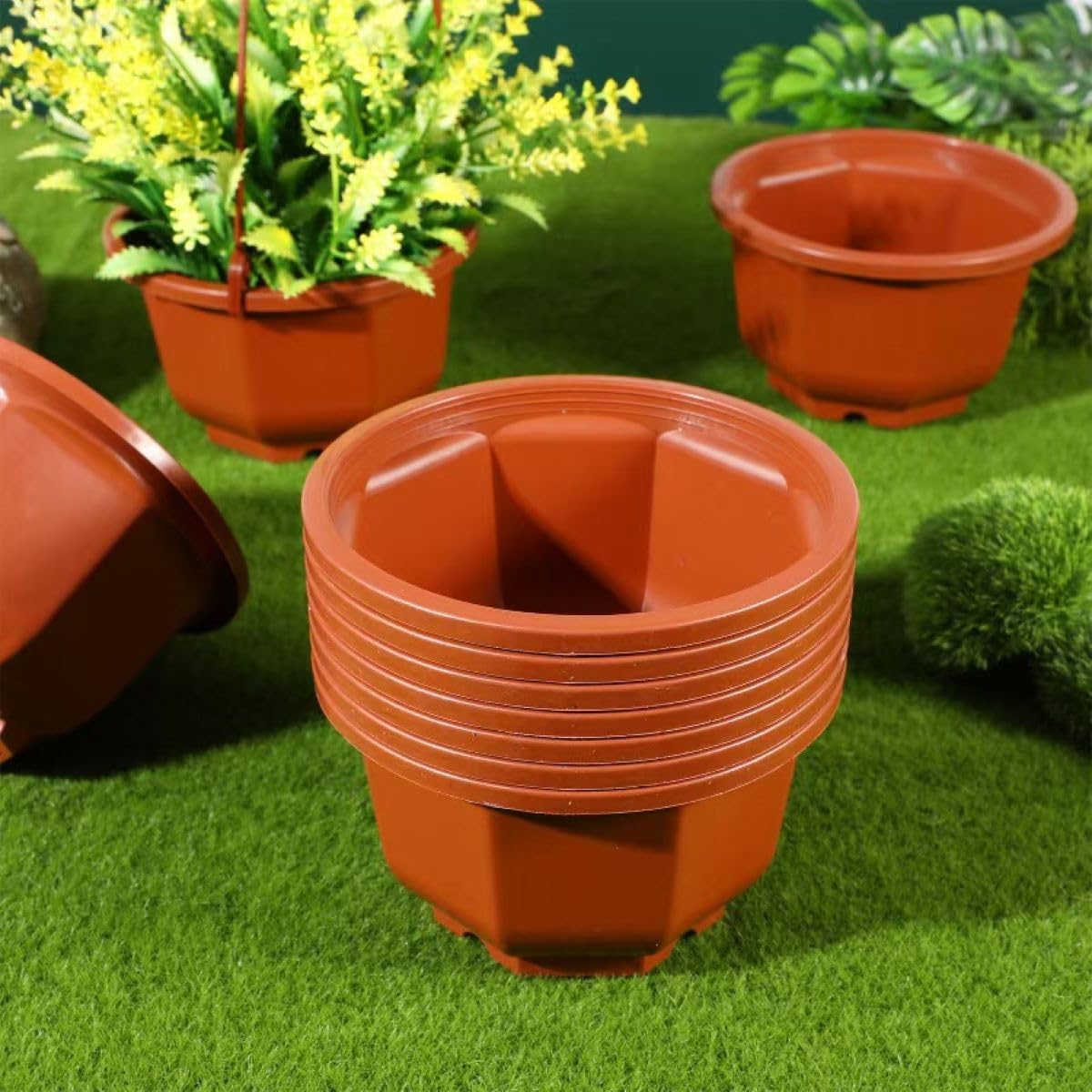 KYUQY Plastic Plant Pots, 4“ Wall Hanging Flower Pot Hanging Nursery Pots Plastic Orchid Pot for Outdoor Indoor Garden Decor (10PCS)