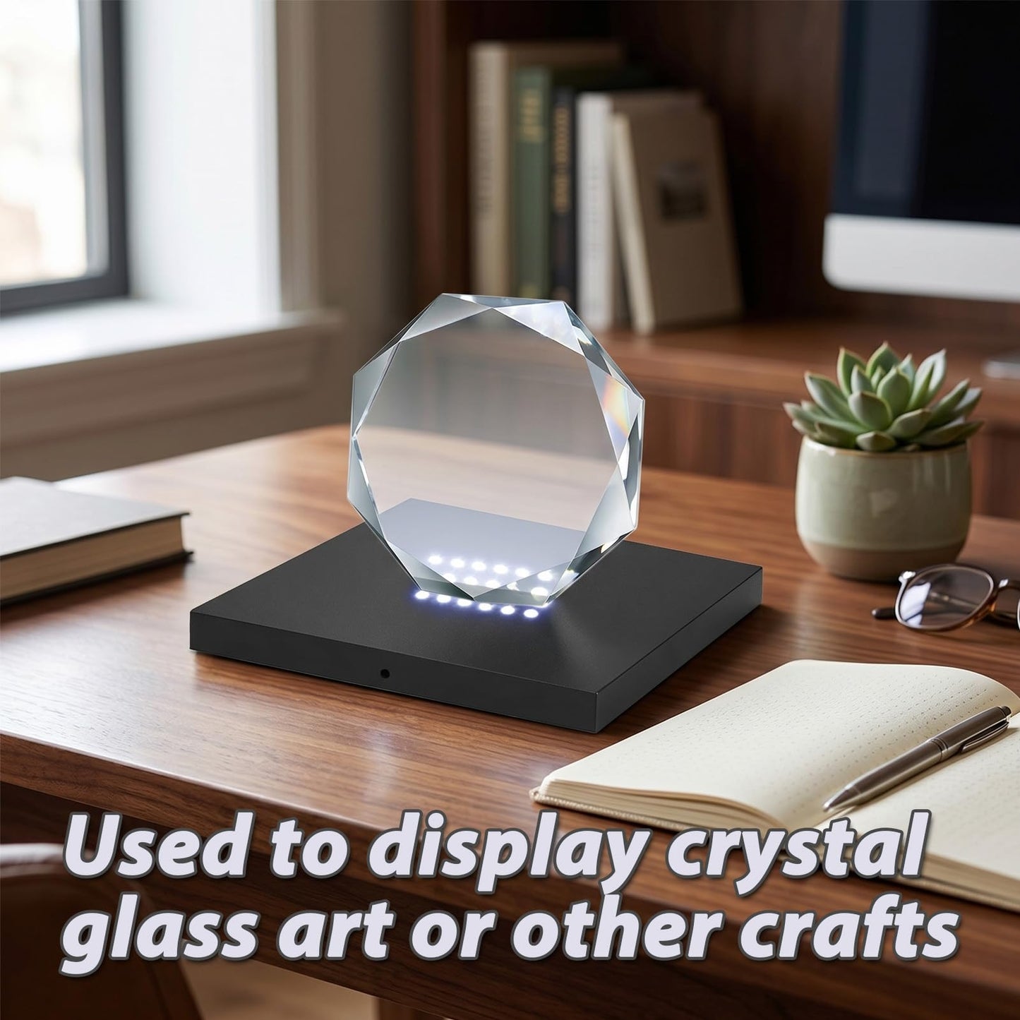 Milltrip LED Rectangular Light Display Base, Crystals Glass Art Light Display Stand Illuminated Holder 3D Light Ornament Lamp, LED Light Display Stand Base Rectangular Illuminated Holder (Large Size)