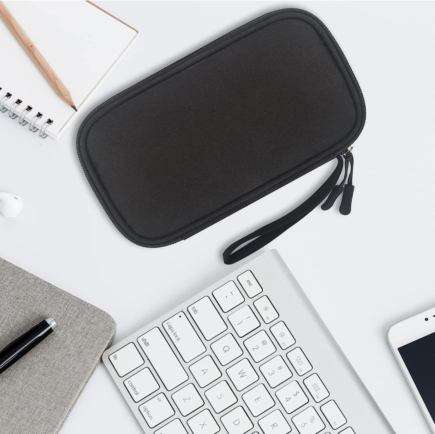 Lacdo USB Flash Drive Case Thumb Drive Holder Case Organizer Portable Electronic Accessories Storage Bag for SanDisk/SamData/Samsung USB Flash Drives Jump Drive Memory Stick, Cable, Medium Size-Black