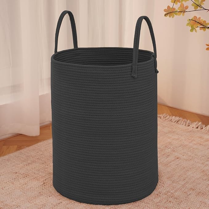 Large Woven Laundry Basket Hamper, 100L Cotton Rope Storage Bin