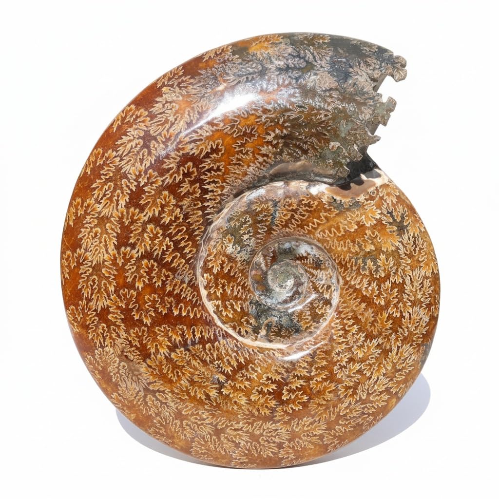 2.2-3.3 LB Large Polished Ammonite Fossil - Real Fossils with Crystal Decoration, Natural Healing Stone for Home & Office, Unique Educational Specimen 1 PC