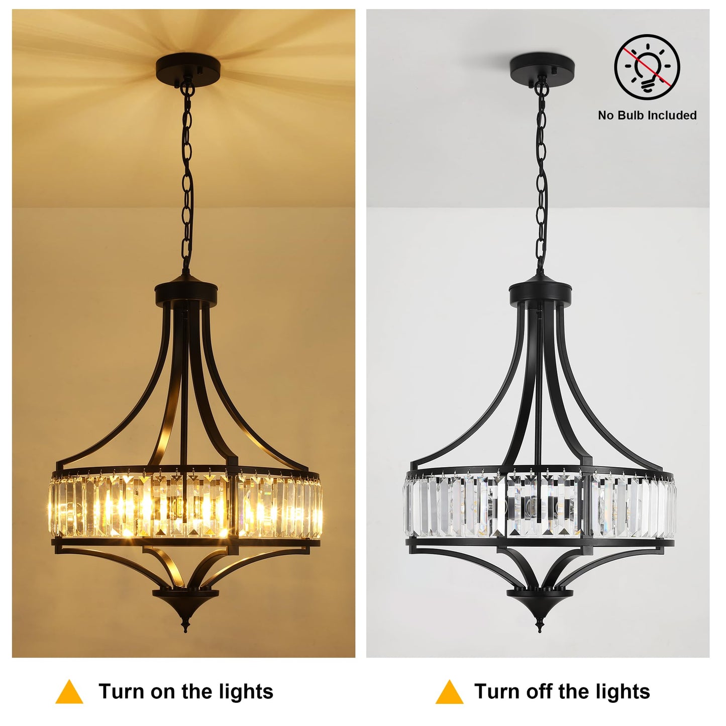 CNRATYE 20" Modern Farmhouse Crystal Chandeliers for Dining Room, 5-Light Black Antique Pendant Chandelier, Contemporary Hanging Light Fixture for Living Room Bedroom Foyer Kitchen Island Entryway