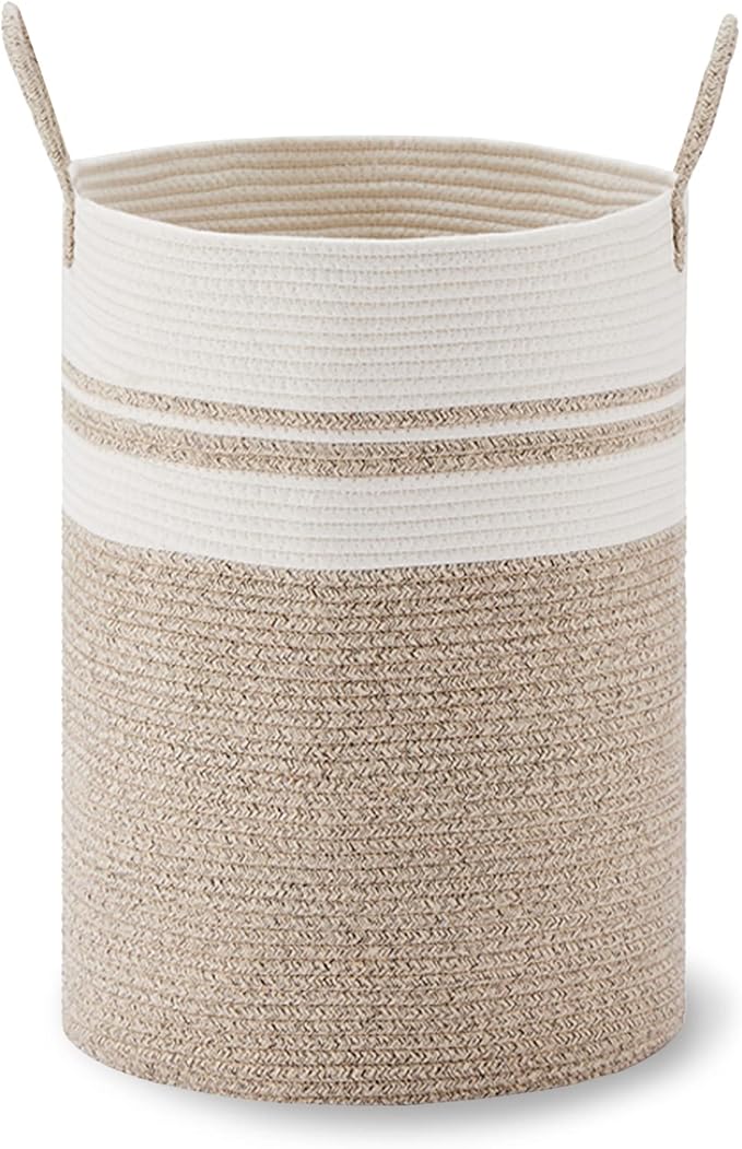 VIPOSCO Large Laundry Hamper, Tall Woven Rope Storage Basket