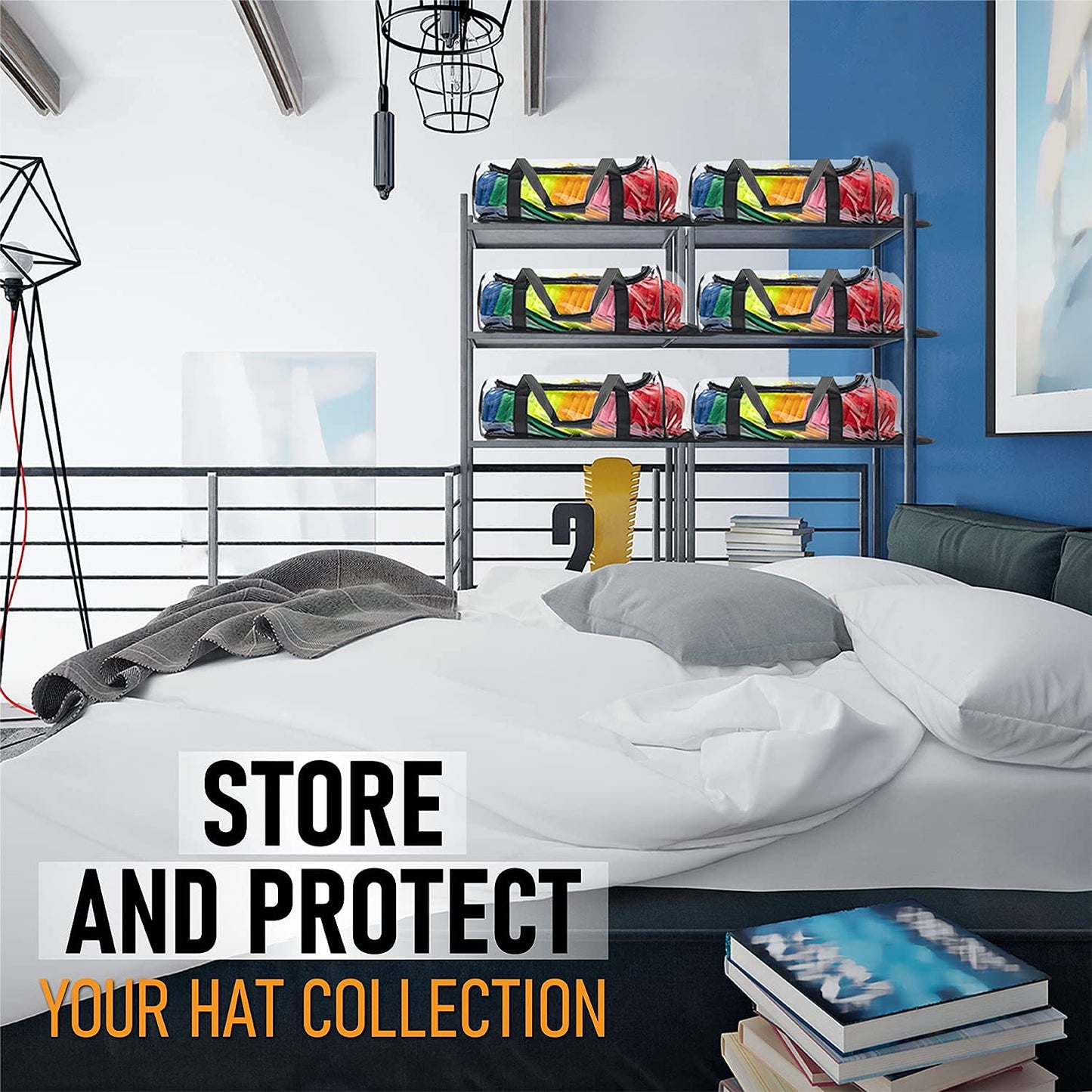 Boxy Concepts Hat Storage Bag - Holds 24 Baseball Cap - Transparent Dome Shaped Carrier Case with Hand & Shoulder Strap - Zippered Hat Organizer, Holder & Storage Bag for Travel - Wall Organizer