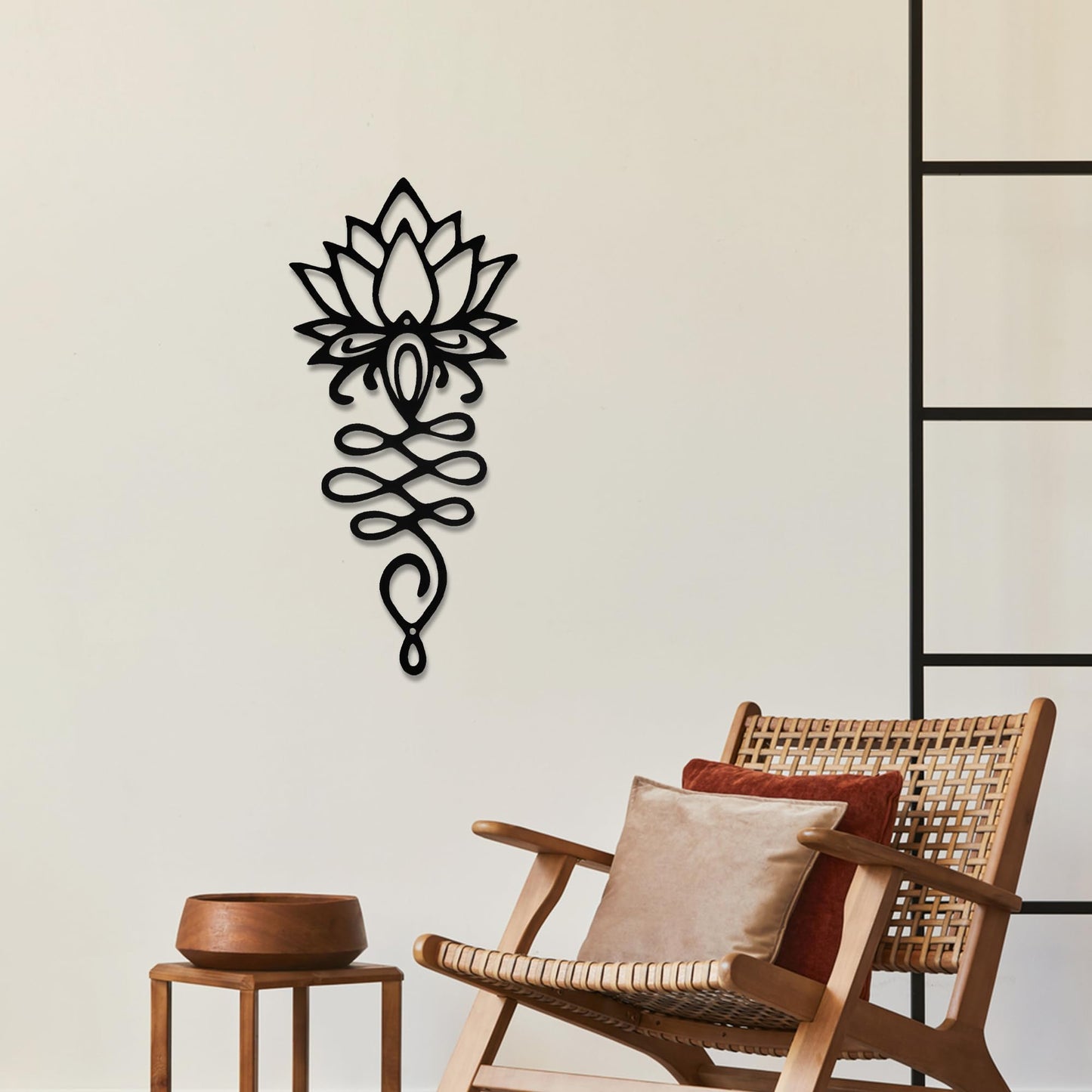 Xedatric Lotus Flower Wall Decor – Black Metal Yoga Wall Art with Lotus Design, Spiritual Home Décor Sculpture for Meditation Spaces, Living Room, Bedroom, Office