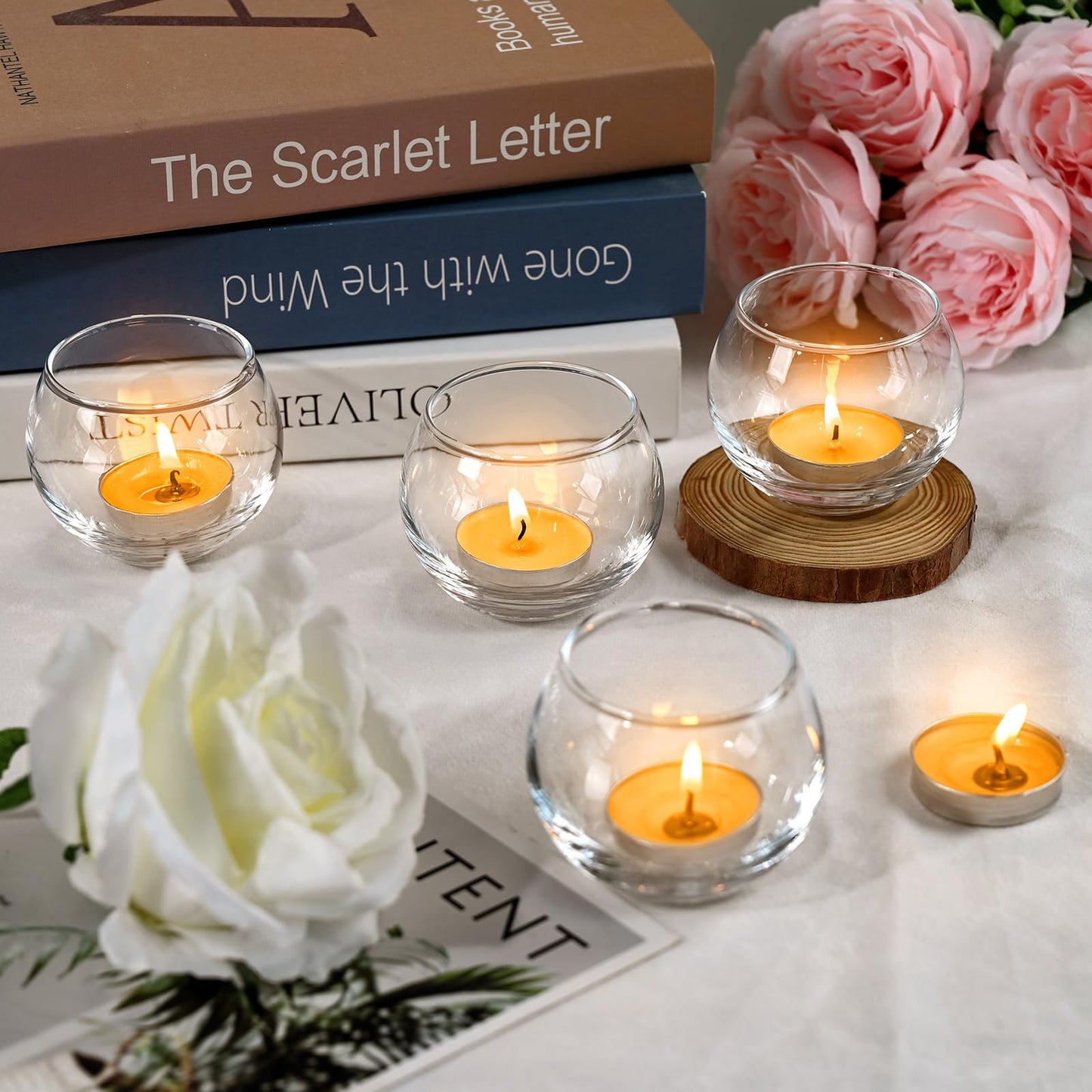 FrutPunch Candle Holder, Glass Candle Holder, Transparent Votive Candle Holders, Can be Used for Engagement, Wedding, Party, Gift Giving and Other Occasions Set of 6