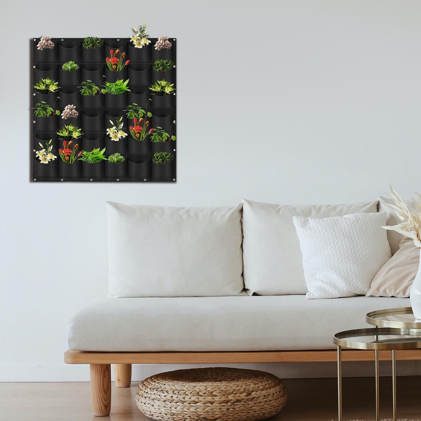 Living Wall Planter,36 Pockets Felt Vertical Greening Flower Container - Hangable Flower Grow Bag,for Vegetable Tomato Yard Outdoor Indoor Fence Home Balcony