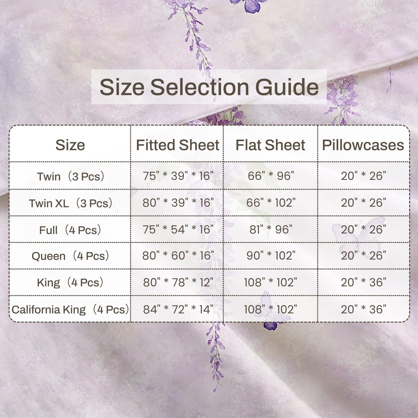 Butterfly Queen Sheet Set Wisteria Flat Fitted Sheet Sets