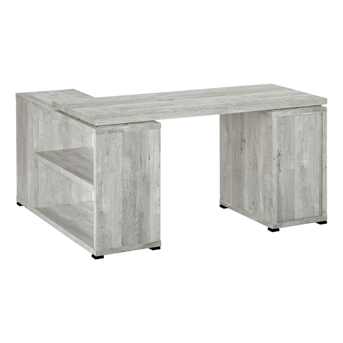Monarch Specialties Computer Desk L-Shaped Corner Desk with storage - Left or Right Facing - 60"L (Grey Reclaimed Wood Look)
