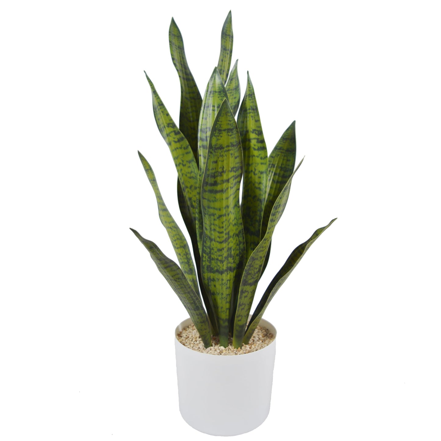 Joyplants Fake Snake Plant, 27in Artificial Plant with White Pot Realistic Leaves, Low Maintenance Potted Plant for Indoor Decor, No Watering Needed, Perfect for Home, Office & Pet Areas