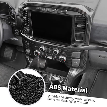 Jimen Compatible with Ford F150 2021-2024, 11PCS Interior Trim Kits - Navigation Panel, Dashboard Cover, Air Vent Trim, Gear Shift Frame (Carbon Fiber)