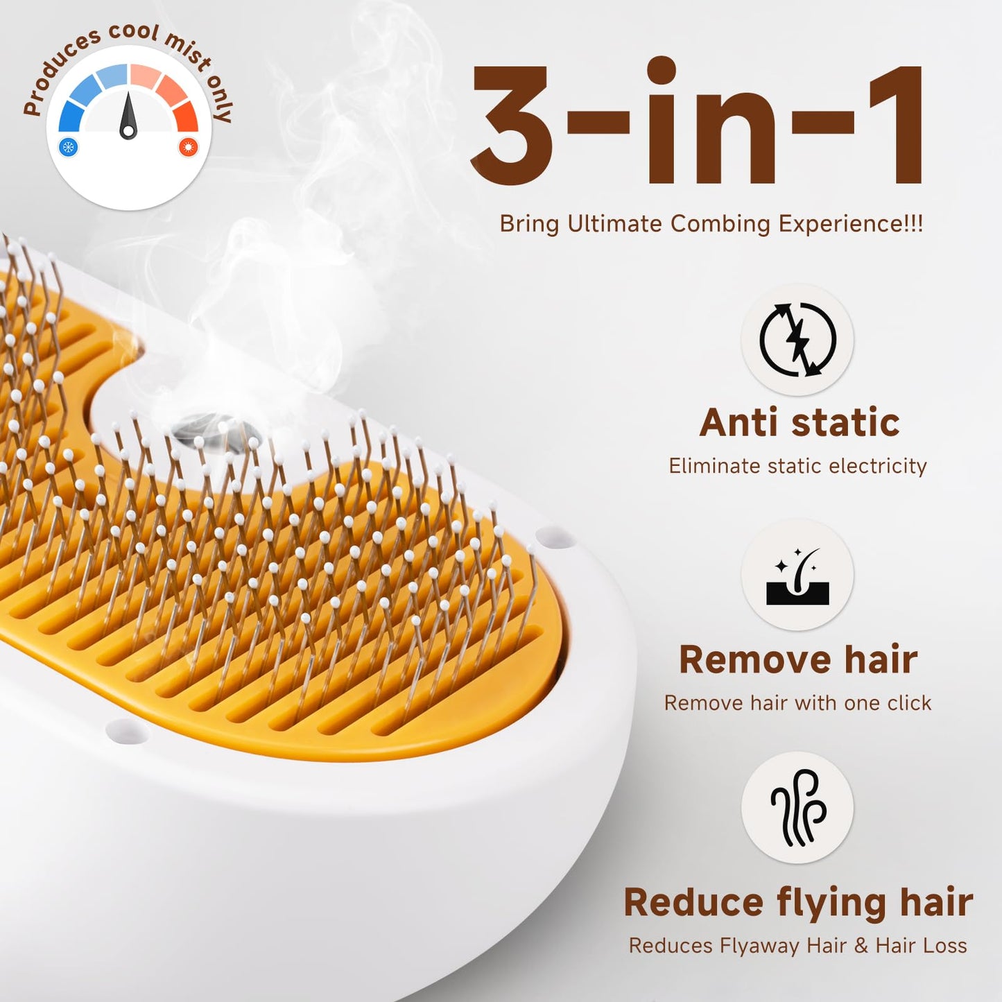 Steam Brush for Dog & Cat – 3-in-1 Pet Spray Hair Removal Comb – Pet Grooming & Shedding Steam – Includes 2*Waterless Shampoo – Water Brush for Long & Short Haired Pets – Defur Spritz Comb