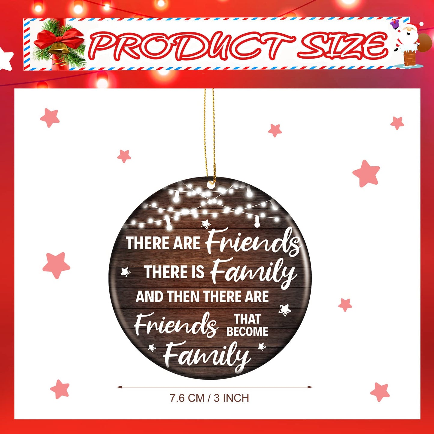 Youyole 6 Pcs Valentines Friendship Ornaments Ceramic Galentine's Day Ornament Decorative for Women Friend Hanging Ornaments Birthday Gift with Black Flannel Bag(Round)