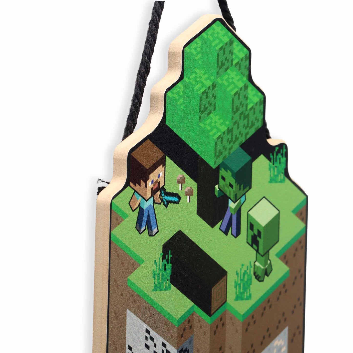 Open Road Brands Minecraft Scene Hanging Wood Wall Decor - Fun Minecraft Sign for Game Room or Bedroom