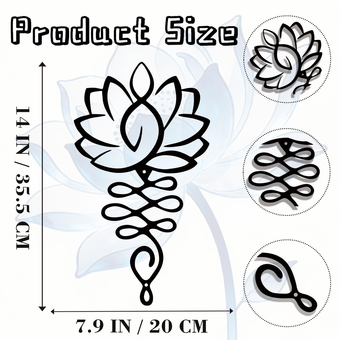 Zckjnoi Metal Wall Art Lotus Flower Yoga Room Decor, Black Metal Meditation Wall Arts Sculpture, Spiritual Mandala Wall Decor, Zen Buddhist Wall Decor for Living Room Bedroom Office