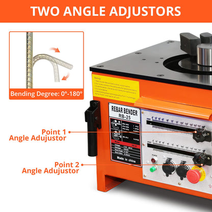 1600W Electric Rebar Bender Machine up to 1 inch with Our Electric Bender - Achieve 0-180° Angles, Operate with Convenient Foot Pedal Switch & Powerful Motor