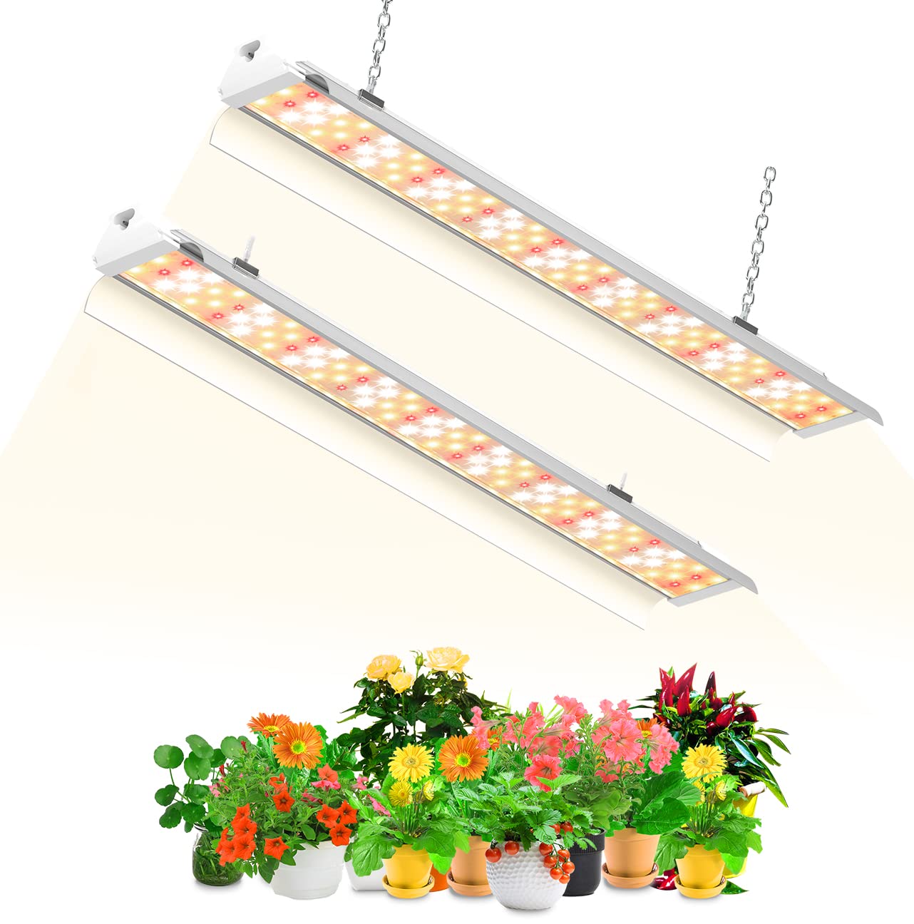 SZHLUX LED Grow Light 2FT Full Spectrum 2 Pack 80W (2×40W, 600W Equivalent) Sunlight Plant Light for Indoor Plants, Super Bright Grow Light Strips, Linkable Growing Light Fixture