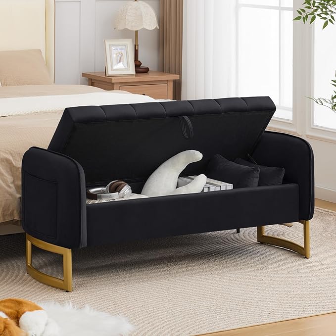 End of Bed Storage Bench, Storage Ottoman Bench