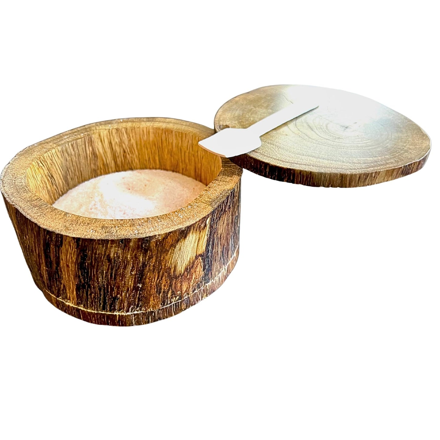 Handcrafted Rustic farmhouse Wood Salt or Pepper Bowl for Countertop, Salt herbs spice pot wood salt and pepper box includes spoons, Condiment Container, Loose tea container, Modern Kitchen Decor (2)