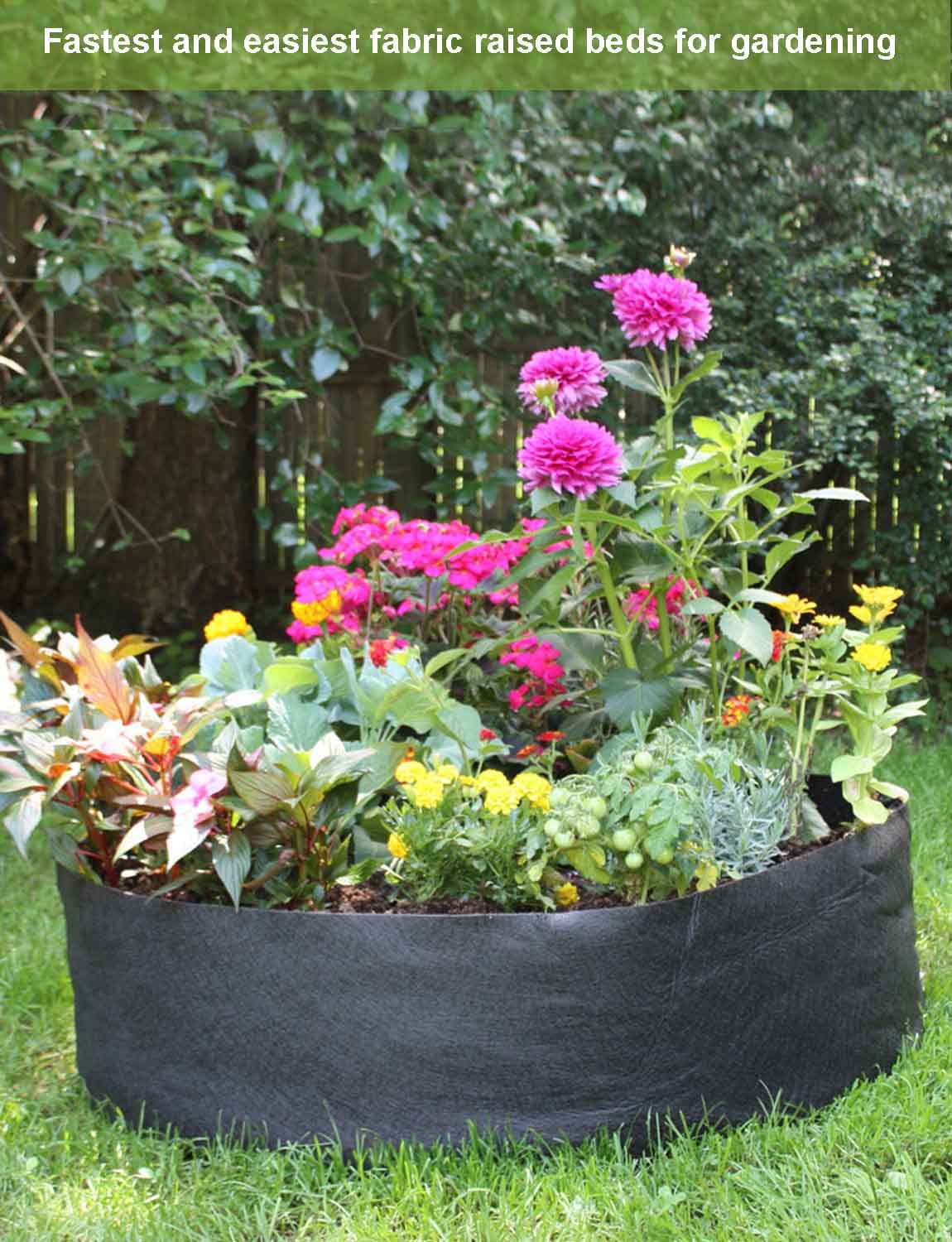 Feitore 2 Pack 100 Gallon Fabric Raised Garden Planting Beds, Heavy Duty Round Plant Grow Bags Breathable Non-Woven Planting Container for Vegetables Flower Herbs and Plants, Gardening Outdoor