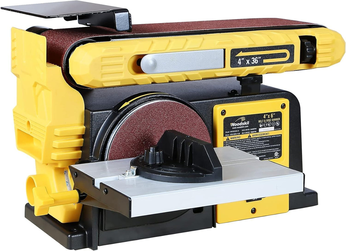 Woodskil 4.5-Amp Belt & Disc Sander Combo, 4x36 in. Belt & 6 in. Disc Sander with 3/4HP Motor, Upgraded Model