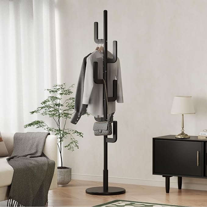 Muwuele Solid Wood Cactus Coat Rack, Freestanding Coat Rack