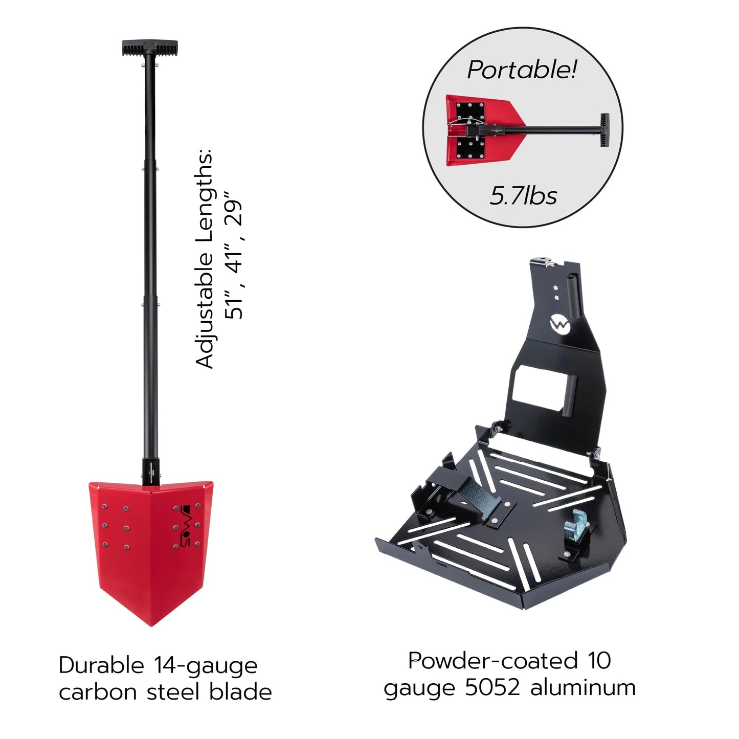 DMOS Delta Shovel + Mount - Collapsible Heavy-Duty Steel Folding Shovel for Camping, Overlanding, Survival, Military, Hunting, & Off-Road Use - Racing Red - Regular