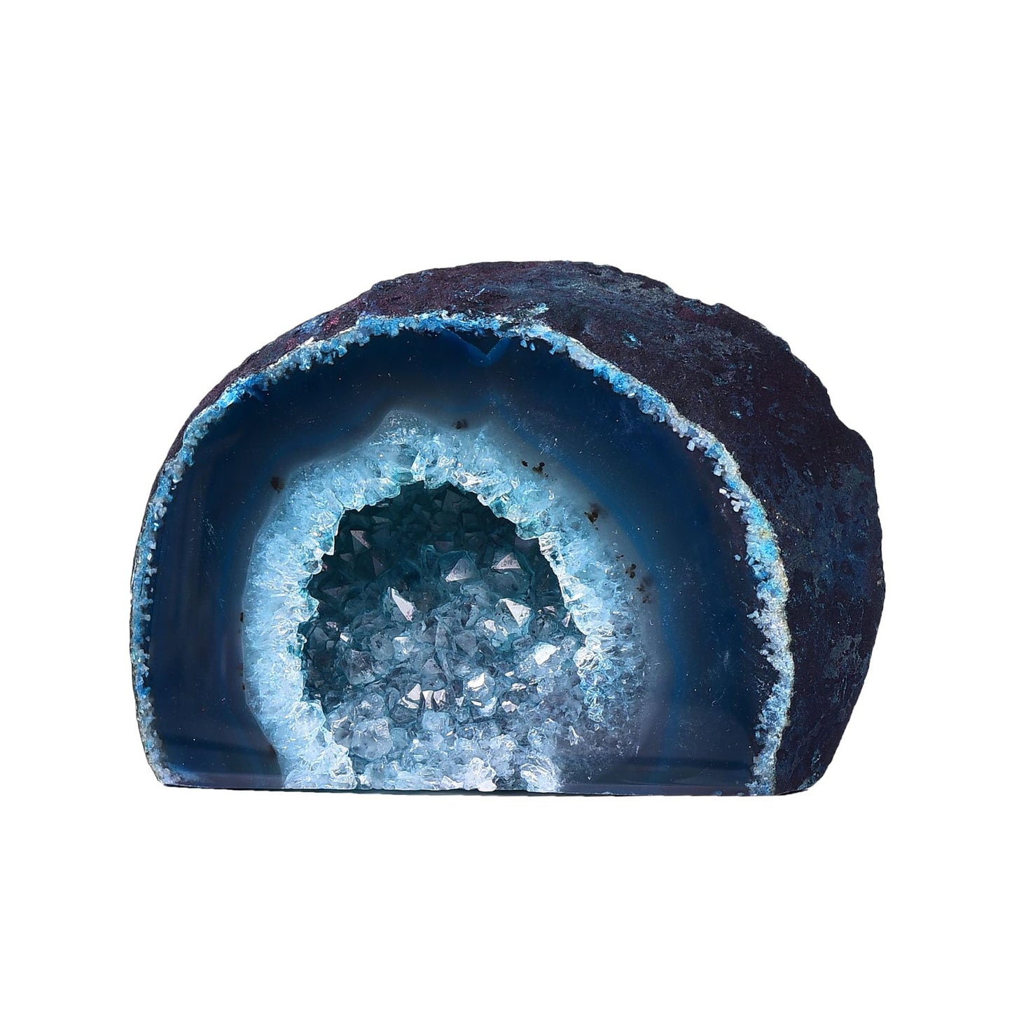 AMOYSTONE Teal Agate Geode Decor, Natural Agate Crystal Rock for Healing, Small Irregular Stone for Bedroom, Office, Desk (1-1.5 Lbs)