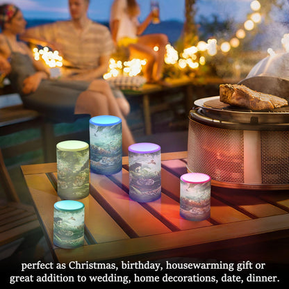 BOENLE Flickering Flameless Candles, Forest Animals Design LED Candles with Remote Timer, Set of 2 Battery Operated Candle for Valentine Wedding Birthday