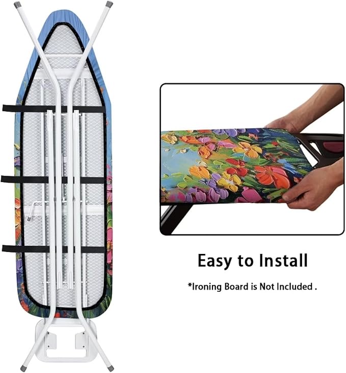 Oil Painting Floral Ironing Board Cover and Pad, Heat Reflective and Stain